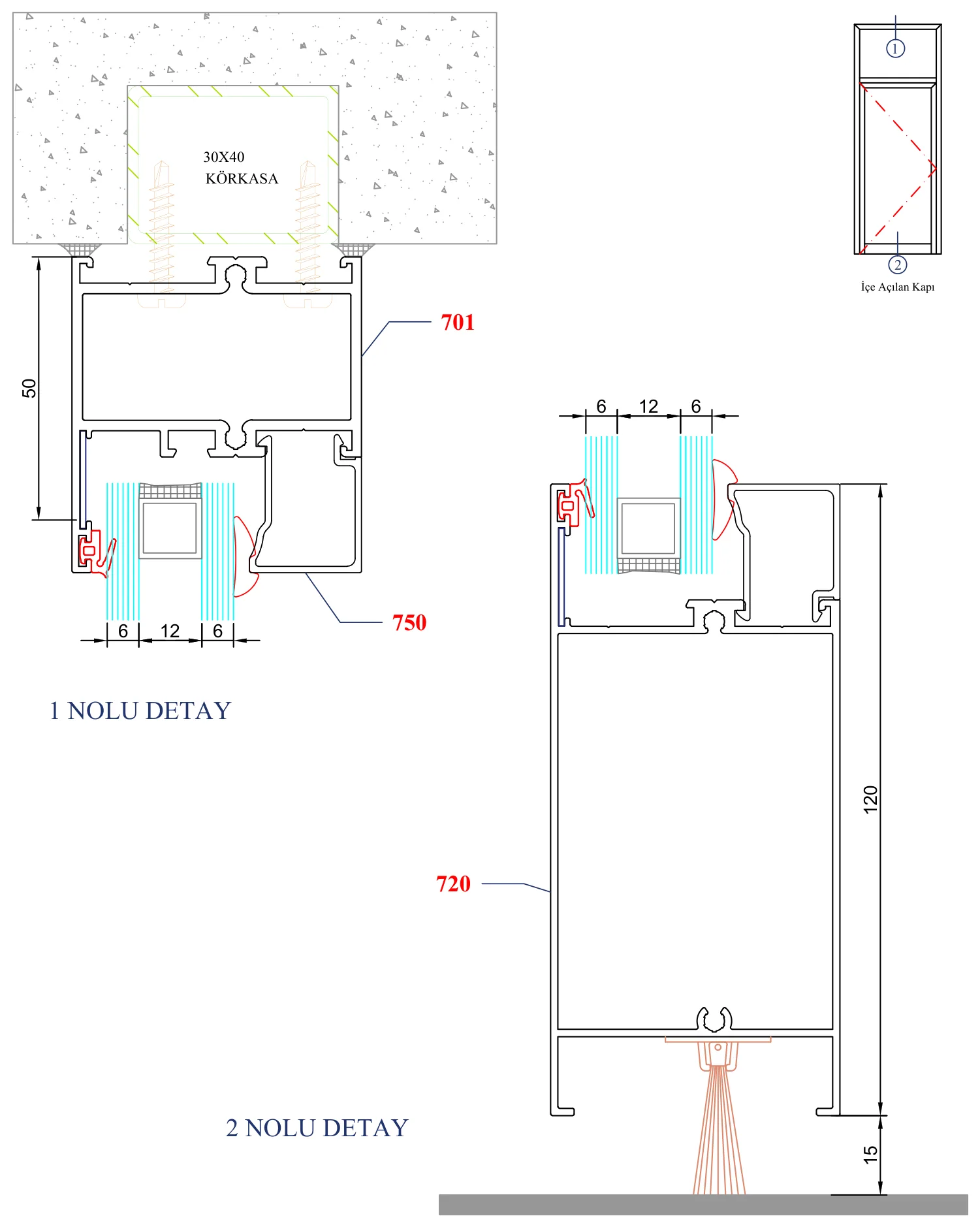 AYD 55 – İçe Açılan Kapı – 1 ve 2 Nolu Detay
