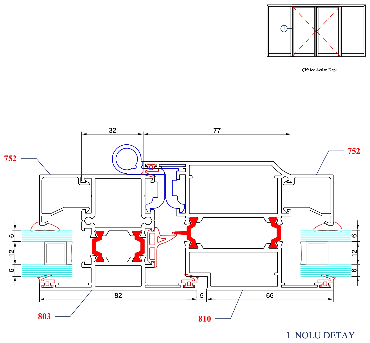 AYD 60T – Çift İçe Açılan Kapı – 1 Nolu Detay