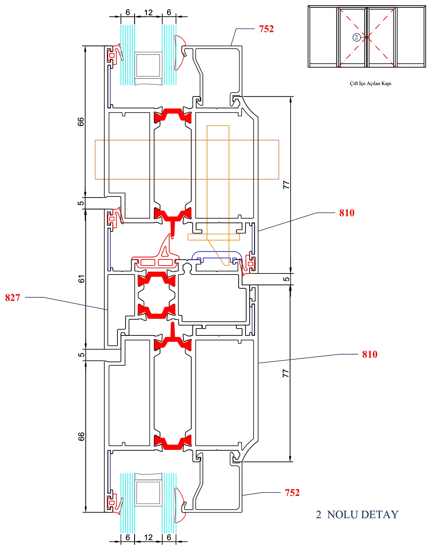AYD 60T – Çift İçe Açılan Kapı – 2 Nolu Detay