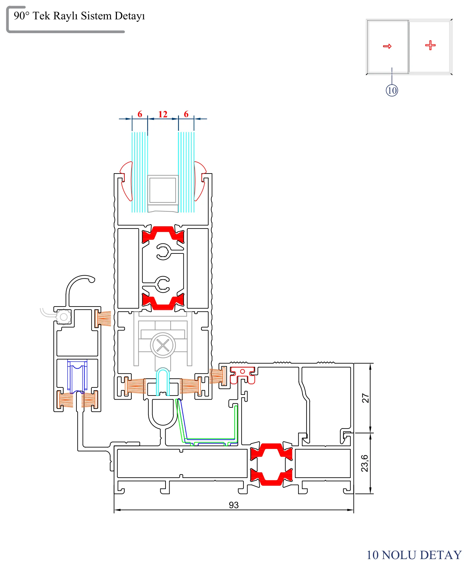 AYD 93T – 90° Tek Raylı Sistem Detayı – 10 Nolu Detay