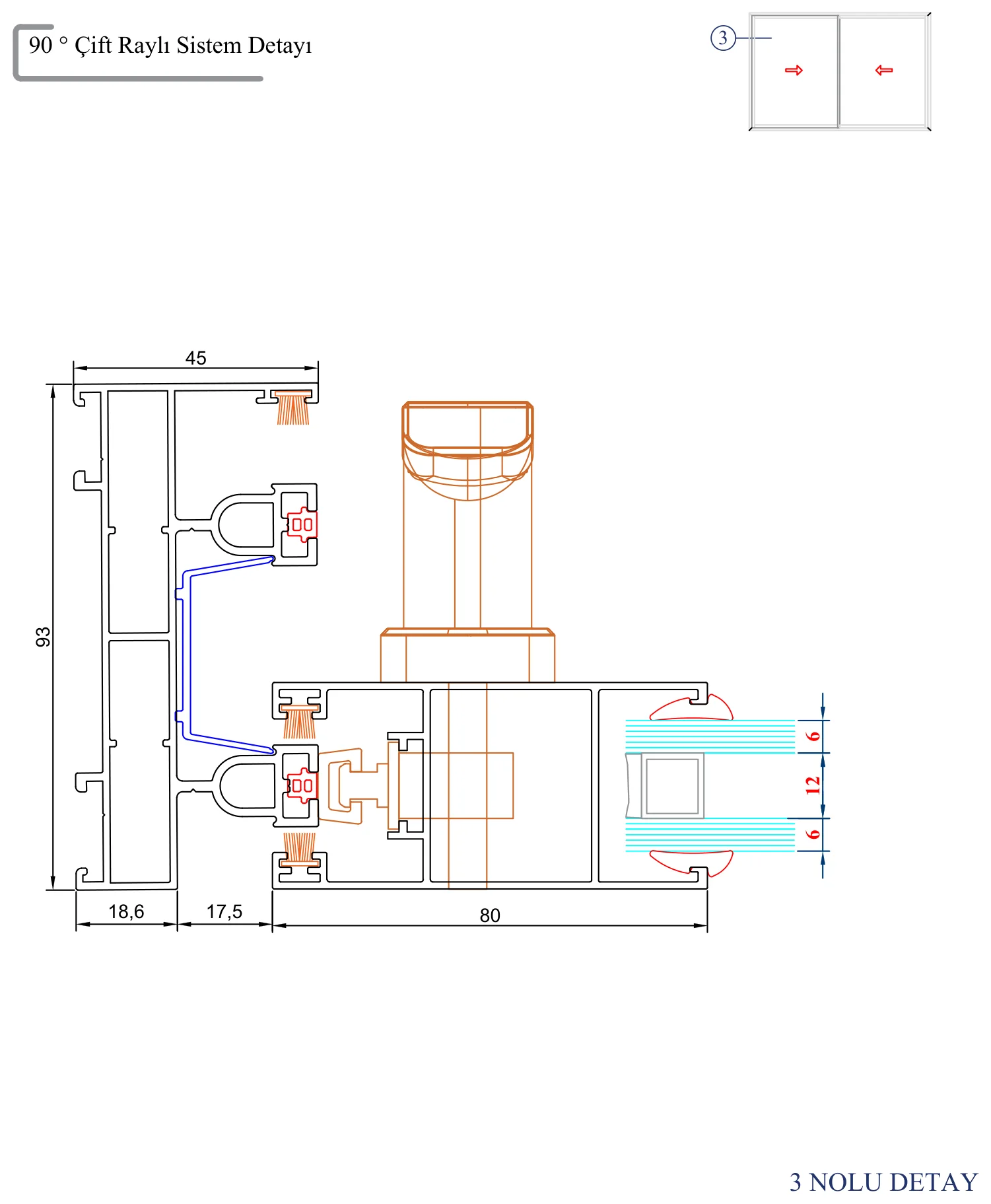 AYD 93 – 90° Çift Raylı Sistem Detayı – 3 Nolu Detay