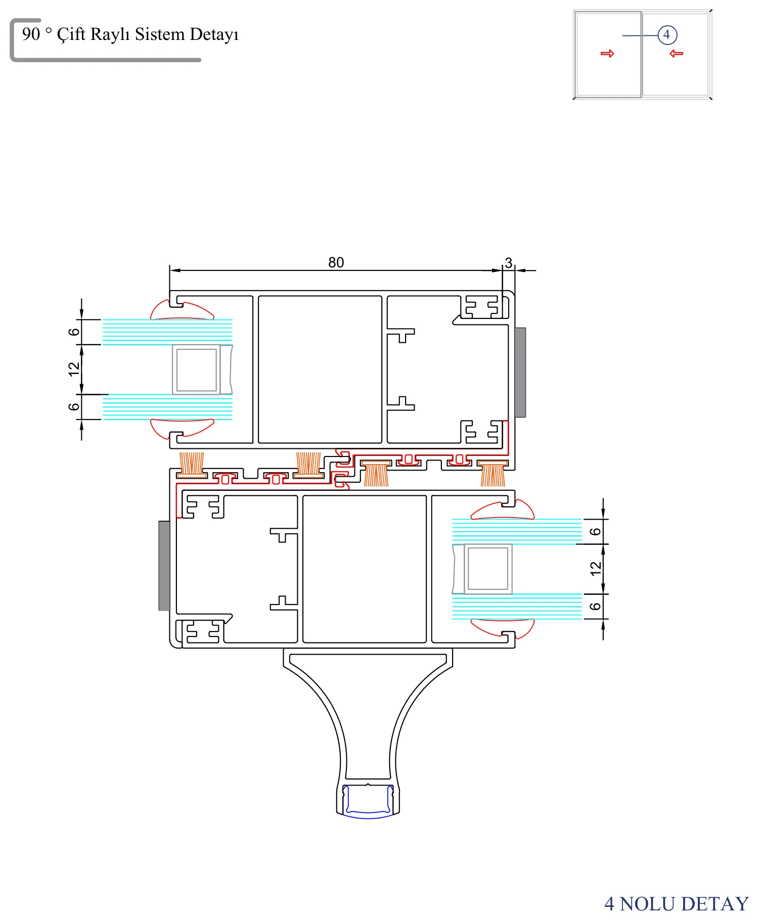 AYD 93 – 90° Çift Raylı Sistem Detayı – 4 Nolu Detay
