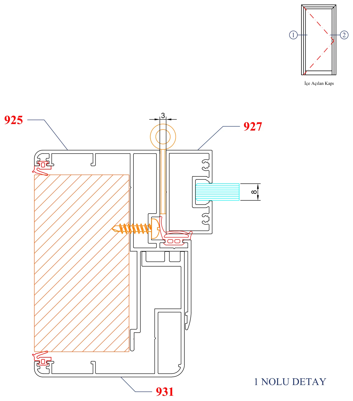 AYD AK 75 – İçe Açılan Kapı – 1 Nolu Detay