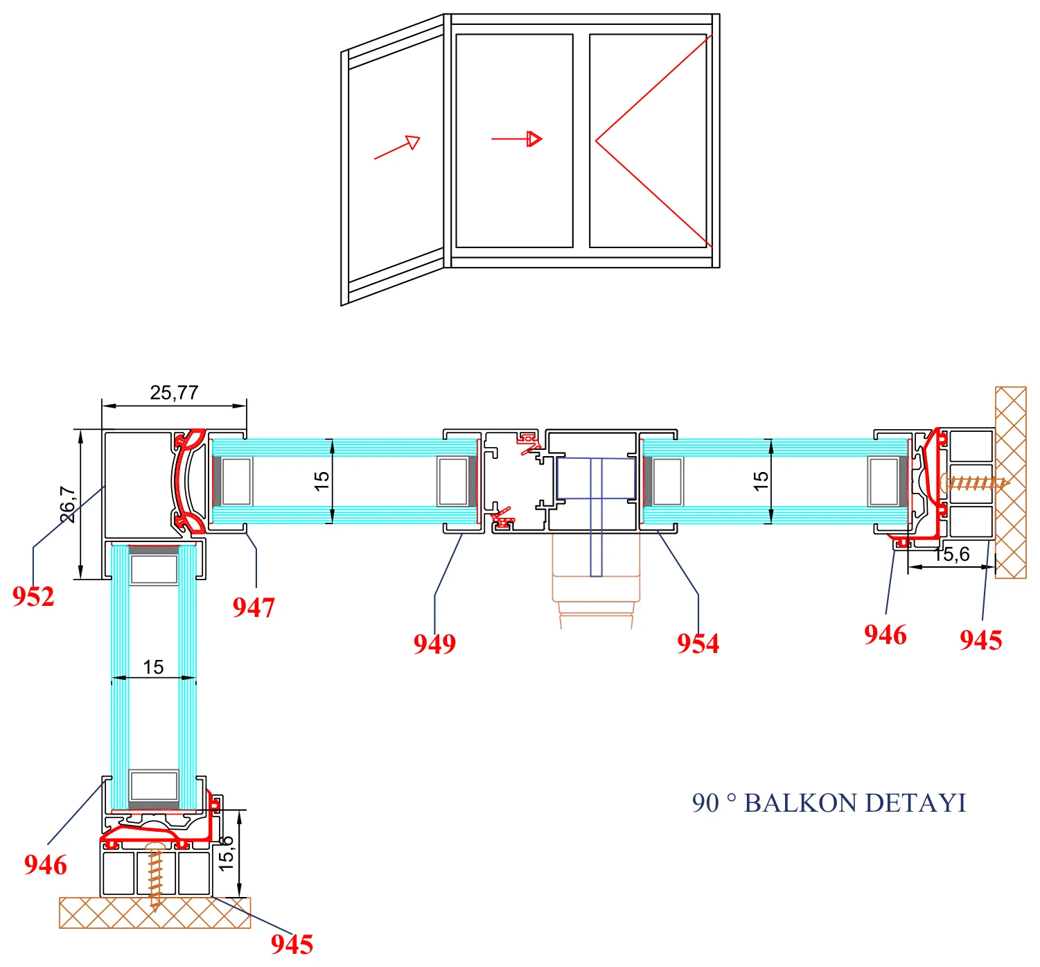 AYD MGB – 90° Balkon Detayı