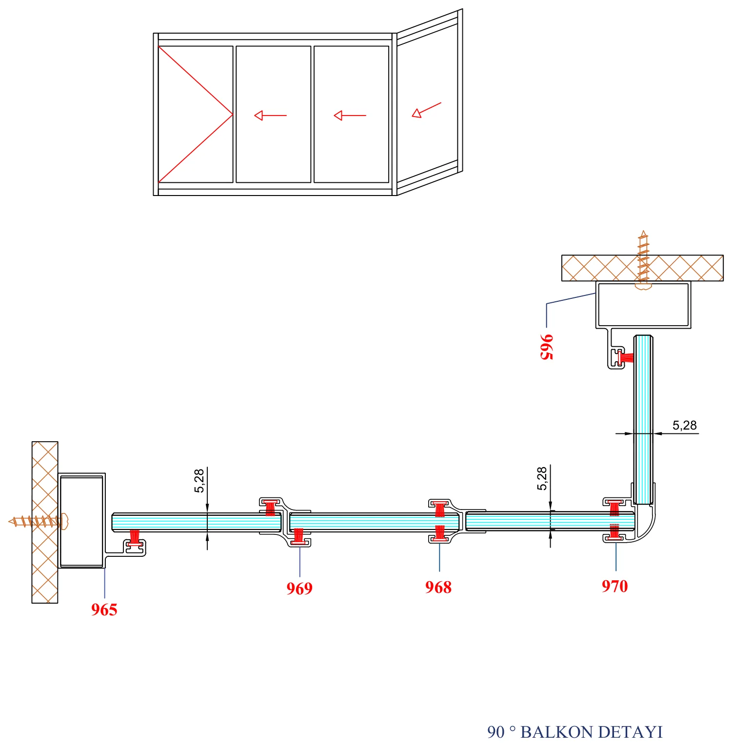 AYD Gold – 90° Balkon Detayı