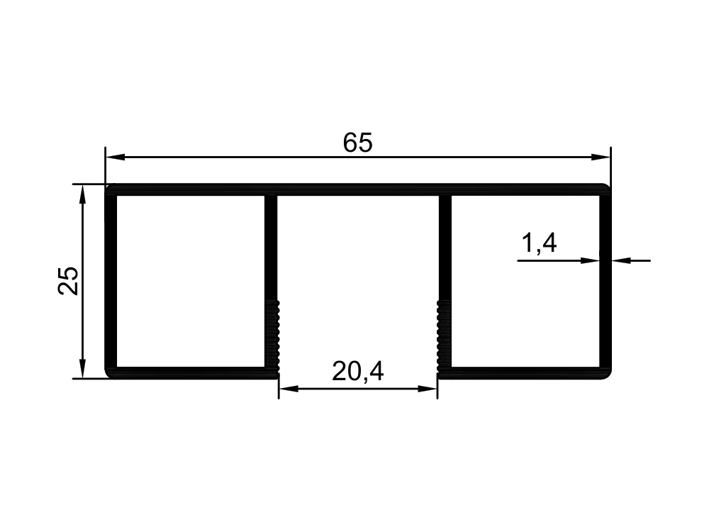 65x25 Küpeşte Profili