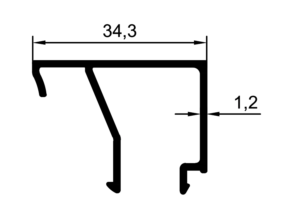 Glazing Bead Profile (34,3 mm)