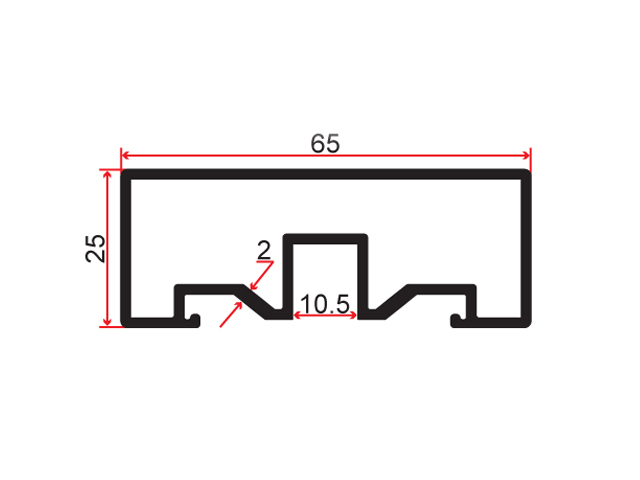 65x25 Handlaufsystem mit mittiger Verglasung