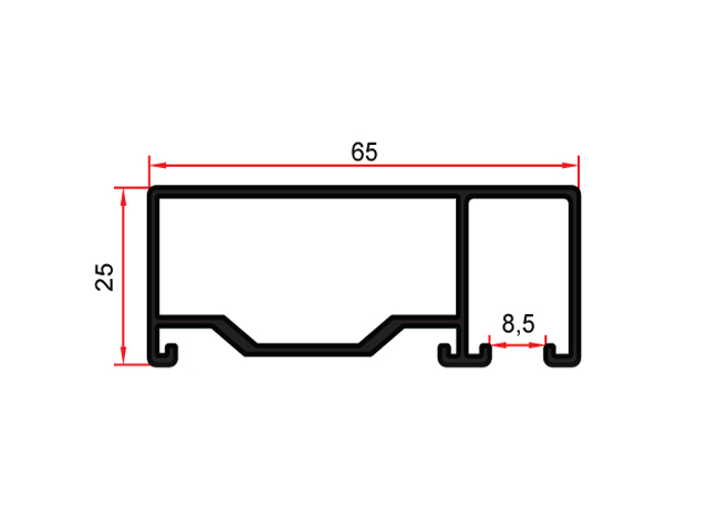 65x25 Handlaufsystem mit frontaler Verglasung (Eco)