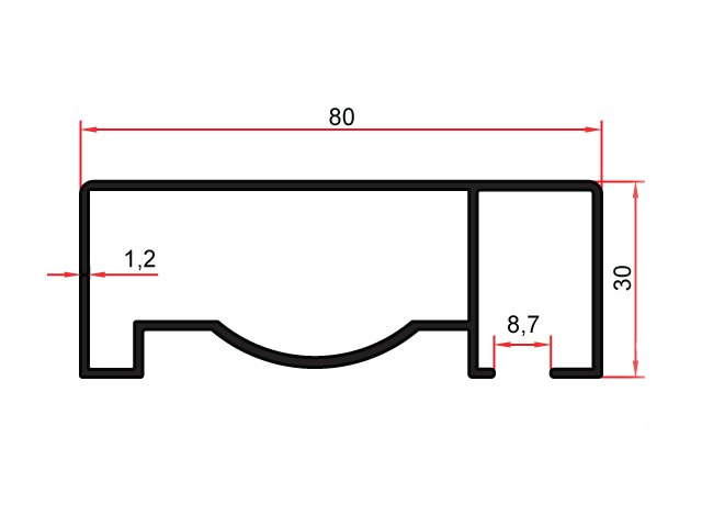 80x30 Handlaufsystem mit frontaler Verglasung