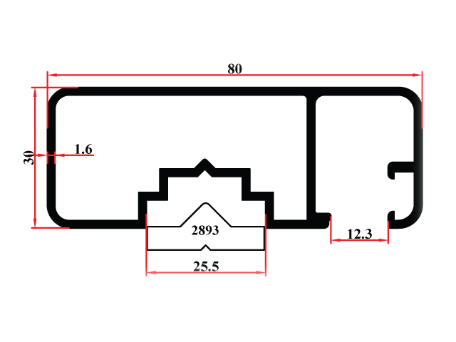 80x30 Handlauf mit frontaler Verglasung und Flachprofil