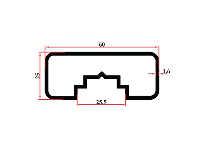 60x25 Handlauf mit Flachprofil